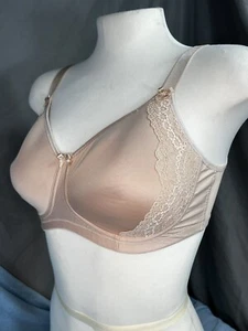 Anita Care Post Masectomy Bra Beige 34D Lace Trim Wire Free, Molded Cup - Picture 1 of 9