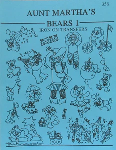 Aunt Marthas Teddy BEARS Iron On Embroidery Transfers Book 358 Baby Children NEW - Picture 1 of 4