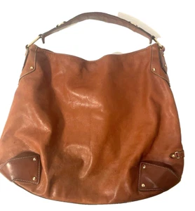 Large Brown Leather Shoulder Bag Cole Haan Paige F03 Classic Hobo Satchel - Picture 1 of 12