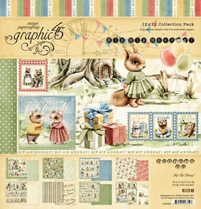 Graphic45 HIP HIP HOORAY! 12x12 PAPER PACK scrapbooking 16 SHEETS BIRTHDAY - Picture 1 of 9