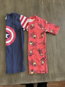 hannah andersson Marvel boys pajama tops Superhero Short Sleeve lot of 2 Size 8 - Picture 1 of 9