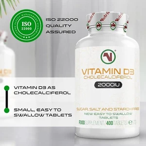 Vitamin D3 2000 IU – 400 High Strength Vitamin D Tablets (1+ Year Supply) Natura - Picture 1 of 7