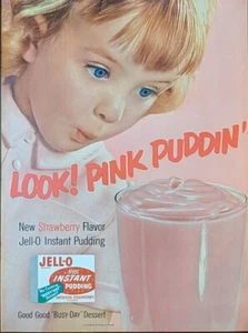 1955 Jello print ad Pink Pudding Little Girl Looking On Excited To Eat - Picture 1 of 1