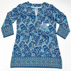 Coolibar Kleid Oceanside Tunika UPF 50+ XS St. Lucia blau Blattmuster Schutz - Bild 1 von 19