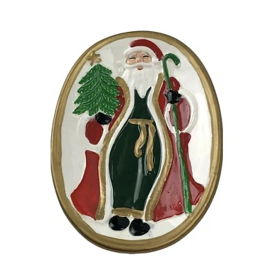 ALLURE 1997 Cerámica Papá Noel con Bastón de Árbol Jabonera Bandeja Borde Dorado 5x4 pulgadas Foto 1 de 4