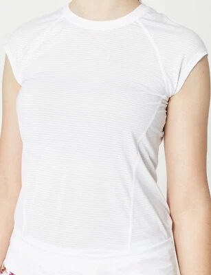 Lija Stripe Tee Womens White Tennis Golf Athletic Short Sleeve Large NWT - Image 1 of 4