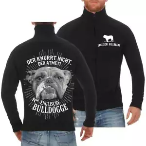 Herren Sweatjacke Englische Bulldogge English Bulldog jacke ohne kapuze schwarz - Bild 1 von 2