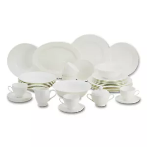 Geschirrset 6 Personen weiß, 35-teilig Kombiservice klassisch elegant Porzellan - Bild 1 von 7