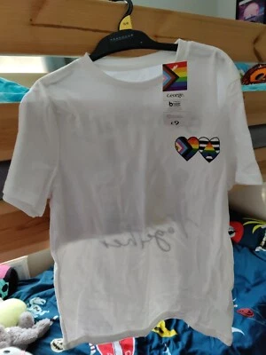 Bnwt 5-6 Years Pride T-shirt Tee Top White Rainbow Stripe Heart - Image 1 of 2