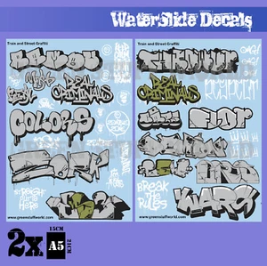 Decalcomanie per l'acqua - Graffiti oro e argento - adesivo transfer decal carta - Foto 1 di 1