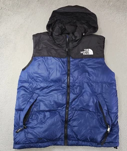 The North Face 700 Down Nuptse Puffer Vest Mens Medium Navy Black VTG 90s Zip - Picture 1 of 12