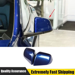 Blue Replacement Rear View Mirror Cover Trim 2PCS For Tesla Model Y 2020-2022 - Imagen 1 de 8