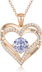 Forever Love Heart Necklaces for Women, Wedding Anniversary, Birthday Gift for W - Picture 1 of 12