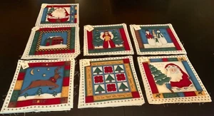 VTG Cranston Christmas Fabric Leslie Beck Lot (91) Cut Out Blocks Reindeer Angel - Picture 1 of 10