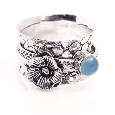 Placcato Argento Spinner Anello Handmade Gioielli Regalo Per Donna Misura Ci 8.5 - Immagine 1 di 3