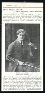 1917 Knud Dalgaard photo with violin vintage print article - Picture 1 of 7