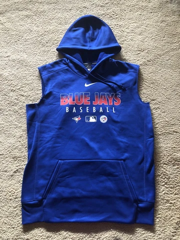 Nike Toronto Blue Jays Dri Fit Cutoff Sleeveless Dugout Hoodie Mens Large Cover