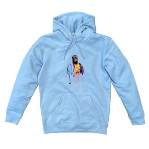Sudadera con capucha bordada por goteo Biggie Coogi con pintura real premium en azul cielo - Imagen 1 de 3