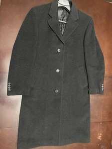 Chaps Cappotto Uomo Medio Nero Lana Poli Misto Pea Cappotto Trench Abito Invernale �� - Foto 1 di 4