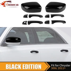 10X Black Door Handle & Rearview Side Mirror Trim For Chrysler 300C 11+ Exterior - Picture 1 of 23