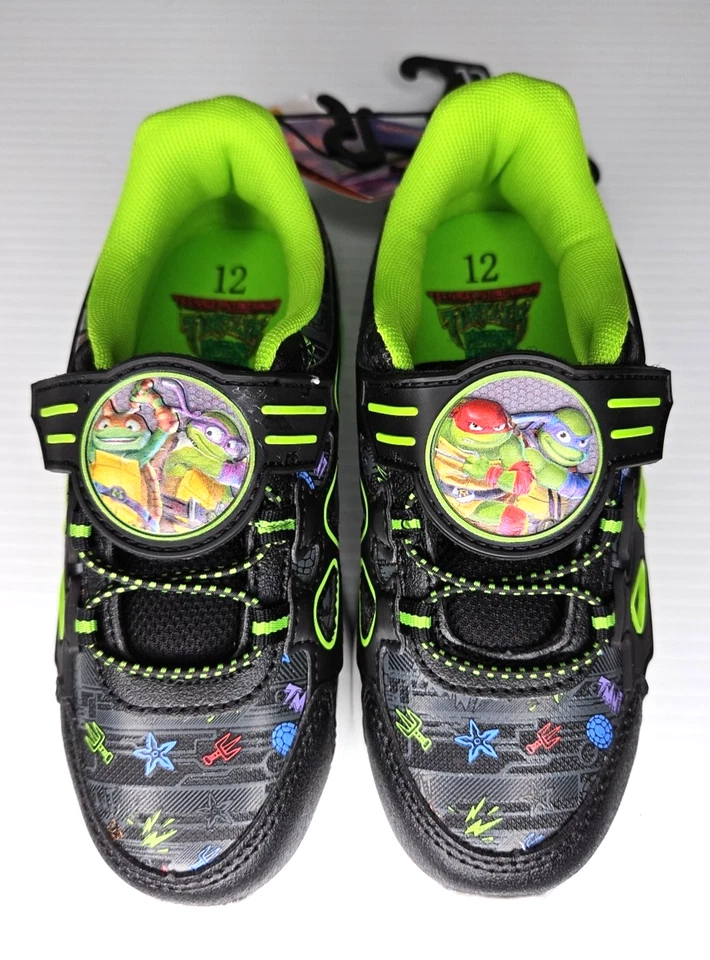 Teenage Mutant Ninja Turtles Niños Talla 12 Iluminado Tenis Zapatos Negros NUEVOS ETIQUETAS Foto 1 de 4