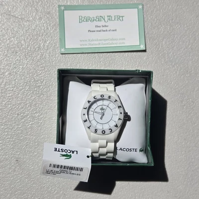 Lacoste Women's Biarritz White Ceramic Watch 2000672 *NEW * $315  Needs Battery - Image 1 of 4