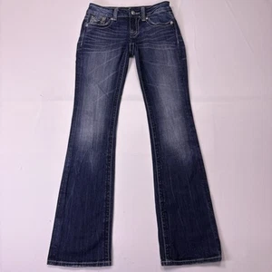 Miss Me Damen 27 (29x34) Low Rise Whisker Dunkelblau Bootcut Western BKE Jeans - Bild 1 von 17