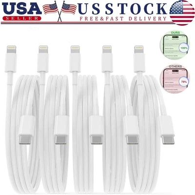 10 PACK 10FT USB C PD Cord Fast Charging Cable For iPhone 14 13 12 11 X Pro Max - Image 1 of 4