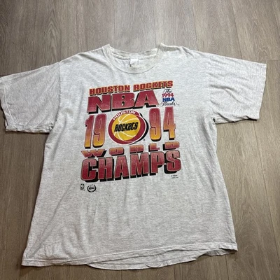 Vintage 1994 Houston Rockets NBA Champions T-Shirt Sz L Stitch Distressed Thrash - Image 1 of 4