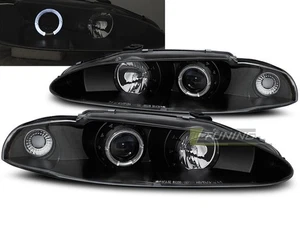 Headlights for Mitsubishi ECLIPSE 95-96 Angel Eyes Black WorldWide FreeShip US L - Bild 1 von 7