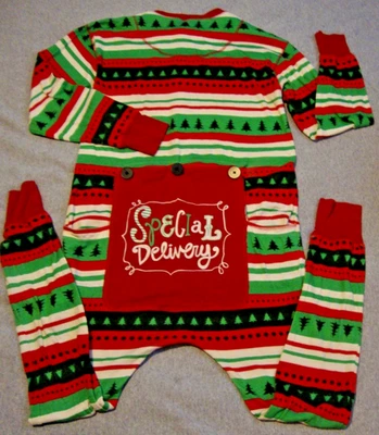Lazy One Fair Isle SPECIAL DELIVERY Flap Jack Union Suit Adult S Trap Door PJs - Image 1 of 4