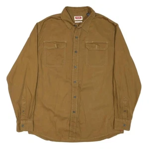 WRANGLER Hombre Marrón Casual Camisa L Mezcla de Algodón Ropa Botón Bolsillos - Imagen 1 de 6