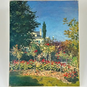 Vintage French Unframed Floral Artwork On Canvas & Wood Frame By Claude Monet - Picture 1 of 19
