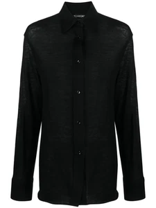 Camisa de vestir negra de cachemir Tom Ford para mujer - Imagen 1 de 10