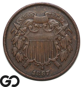 1867 Two Cent Piece - Picture 1 of 3