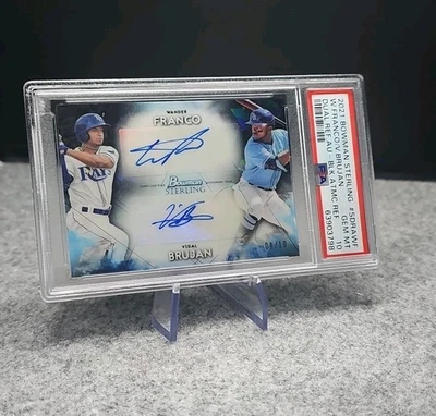 2021 Bowman Sterling Black Atomic Refractor Dual Auto 8/10 Franco Brujan PSA 10 - Image 1 of 3