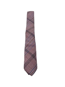 Skinny Tie Madness Mens Plaid Skinny Tie Pink Patch 100% Cotton SKM3225 - Picture 1 of 8