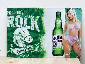 Vintage Retro Style Rolling Rock Bier Blechschild Mancave Bar Deko Bier Schild  - Bild 1 von 2