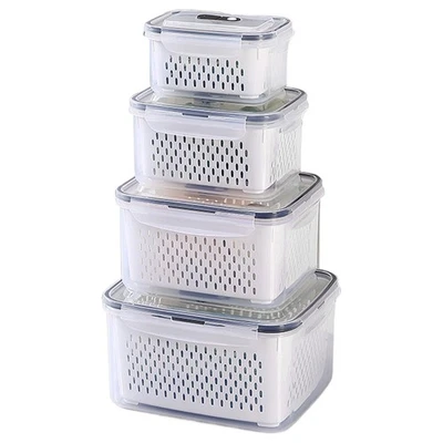 4er Pack Boxe Kühlschrank Obst-Gemüse Aufbewahrungsbehälter Outdoor-Picknick Box - Bild 1 von 4