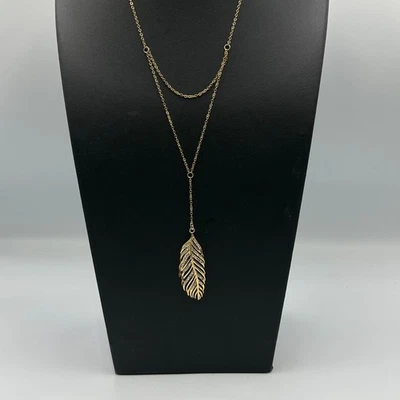 Collar Rebecca Minkoff Tono Dorado Cadena En Capas Pluma Colgante Boho 22" Foto 1 de 4