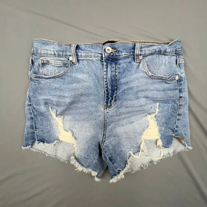 Kendall Kylie Icon Jean Shorts 13 31 Blue High Rise Raw Hem Distressed Denim  - Picture 1 of 8