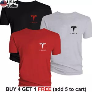 Tesla T-Shirt Motors Logo Elon Musk Model S 3 X Y Cybertruck Racing Sport BTS08 - Picture 1 of 17