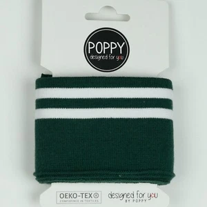 Polsini pronti, cuff, * Öko-Tex Class 1*, strisce, verde scuro/bianco, 135 cm x 7 cm - Foto 1 di 1