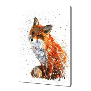 Fox Watercolour canvas print picture wall art home decor free fast UK delivery - Picture 1 of 9