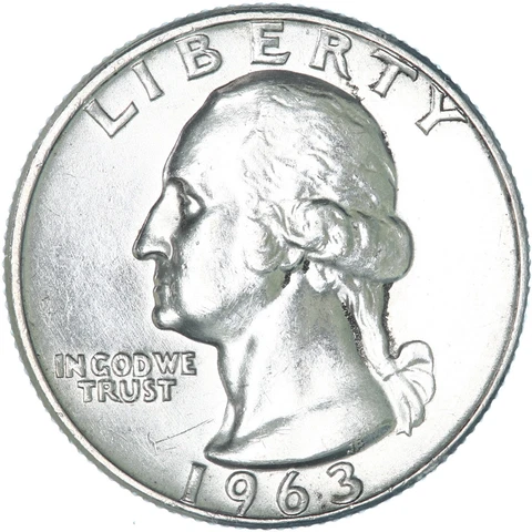 1963 (P) Washington Quarter 90% Silver About Uncirculated AU See Pics U958 Cover