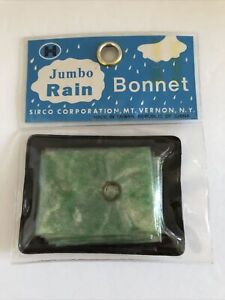 Vtg Sirco Rain Bonnet Jumbo Plastic Green Clear NIP