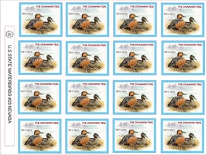 NEVADA STATE WATERBIRD - THE CINNAMON TEAL - 16 PER SHEET - Picture 1 of 1