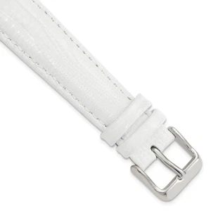 Banda de reloj de 19 mm 7,5" blanco estilo lagarto grano cuero tono plateado - Imagen 1 de 4