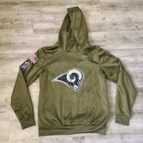 Nike Los Angeles Rams NFL On Field Military Hoodie Sweater Mens Size Large Cover