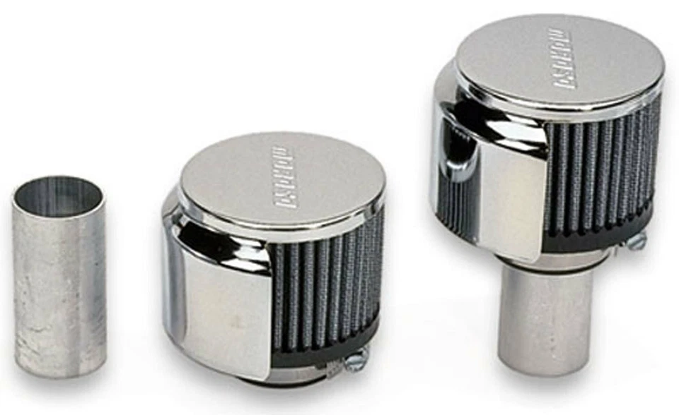 Moroso 68800 Valve Cover Breather, Clamp-On, 1.375 In., Steel, Chrome, Pair - Image 1 of 1